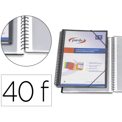 PARDO Carpeta Pardo Escaparate con Espiral 40 Fundas Folio Personalizable Color Negro