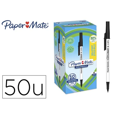 PLA Boligrafo Paper Mate Kilometrico Punta 1 MM Plastico Reciclado 80% Color Negro