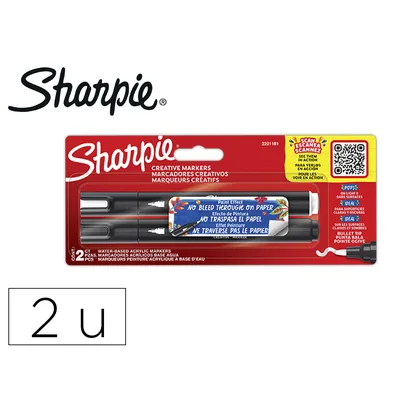 SHARPIE Rotulador Sharpie Acrylic Punta Redonda Blister de 2 Unidades Blanco y Negro