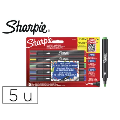 SHARPIE Rotulador Sharpie Acrylic Punta Redonda Blister de 5 Unidades Colores Surtidos