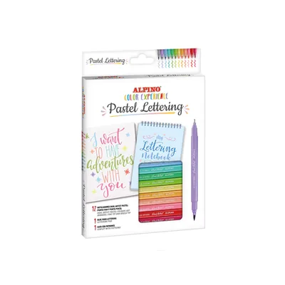 ALPINO Rotulador Alpino Pastel Lettering Doble Punta Estuche de 12 Unidades Colores Surtidos
