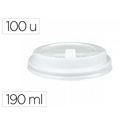BUNZL Tapa para Vaso Bunzl 190 ML Poliestireno con Orificio Paquete de 100 Unidades