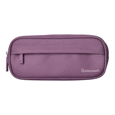 MOR Estuche Portatodo Liderpapel Classic Ovalado 2 Cremalleras con Bolsillo Delantero 210X90MM Morado Empolvado