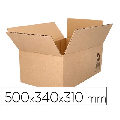 Q-CONNECT Caja para Embalar Q-Connect Americana Ultra Resistente Carton Reciclado Canal Doble 7MM Color Kraft 500X340X310 MM