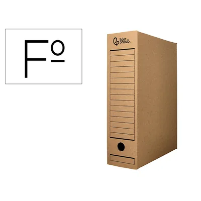 LIDERPAPEL Caja Archivo Definitivo Liderpapel Folio Carton Reciclado 325G/M2 Lomo 100 MM Kraft 365X100X251 MM