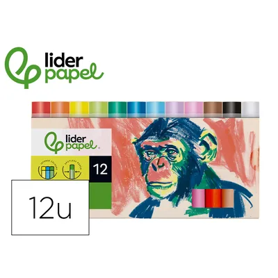 LIDERPAPEL Lapices Cera Blanda Liderpapel Redonda Caja de 12 Unidades Colores Surtidos