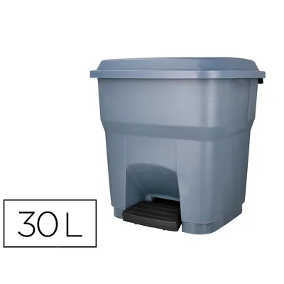Q-CONNECT Papelera Contenedor Q-Connect Plastico con Tapa y Pedal 30 Litros Gris 395X395X420 MM