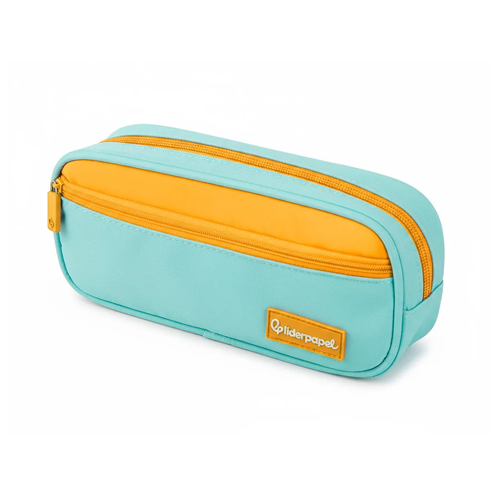 Estuche Portatodo Liderpapel Duo 2 Cremalleras con Bolsillofrontal Azul Claro 220X90X50 MM