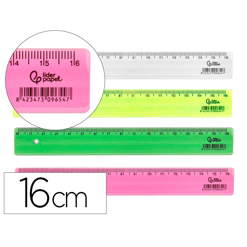 Regla Liderpapel Plastico 16 CM Cubilete con 100 Unidades Colores Surtidos