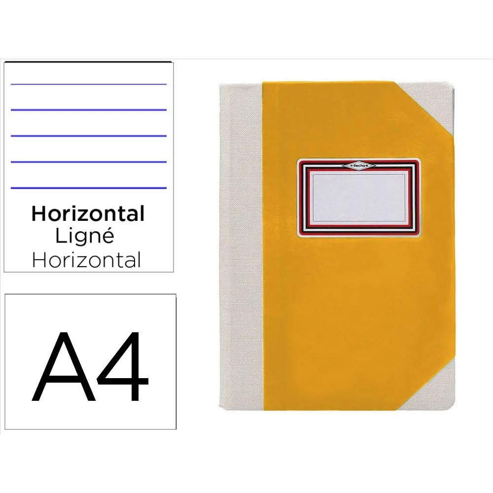 Libro Cartone Cosido Fernandes Flecha DIN A4+ Rayado Horizontal 50 Hojas 100 GR Amarillo