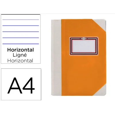 FERNANDES Libro Cartone Cosido Fernandes Flecha DIN A4+ Rayado Horizontal 50 Hojas 100 GR Naranja