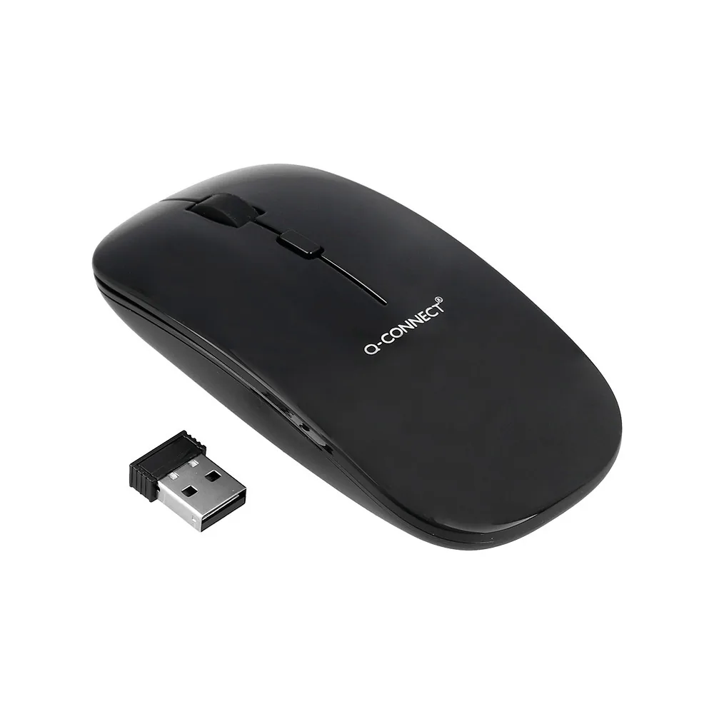 Raton Q-Connect Optico Inalambrico Silencioso Dpi 800/1200/1600 Pilas Aaa Negro
