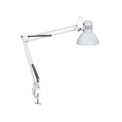 MAUL Lampara de Escritorio Maul Metal 57W Doble Brazo Cabezal Orientable Pinza Blanca