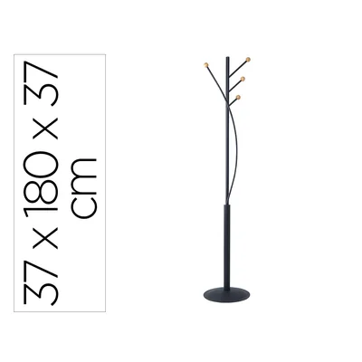 MAUL Perchero Metalico Maullaura 4 Colgadores Madera Color Negro 370X1800X385 MM
