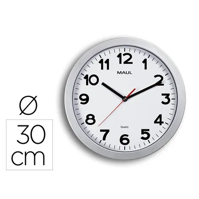 MAUL Reloj Maul Step de Pared Redondo 30 CM Diametro Electrico Color Plata