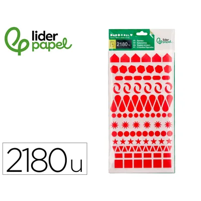 DAS Gomets Liderpapel Figuras Surtidas Bolsa de 20 Hojas Circulos Triangulos Estrellas Cuadrados Colores Surtidos