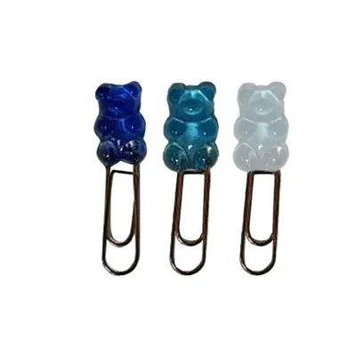 IMAGINOVO Clips Imaginovo 32 MM Osito Gominola en Blister de 3 Unidades Azul Transparente y Verde