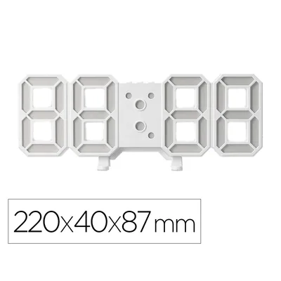 Q-CONNECT Reloj Q-Connect de Pared Digital con Temperatura 3 Alarmas Control de Sonido 220X40X87 MM