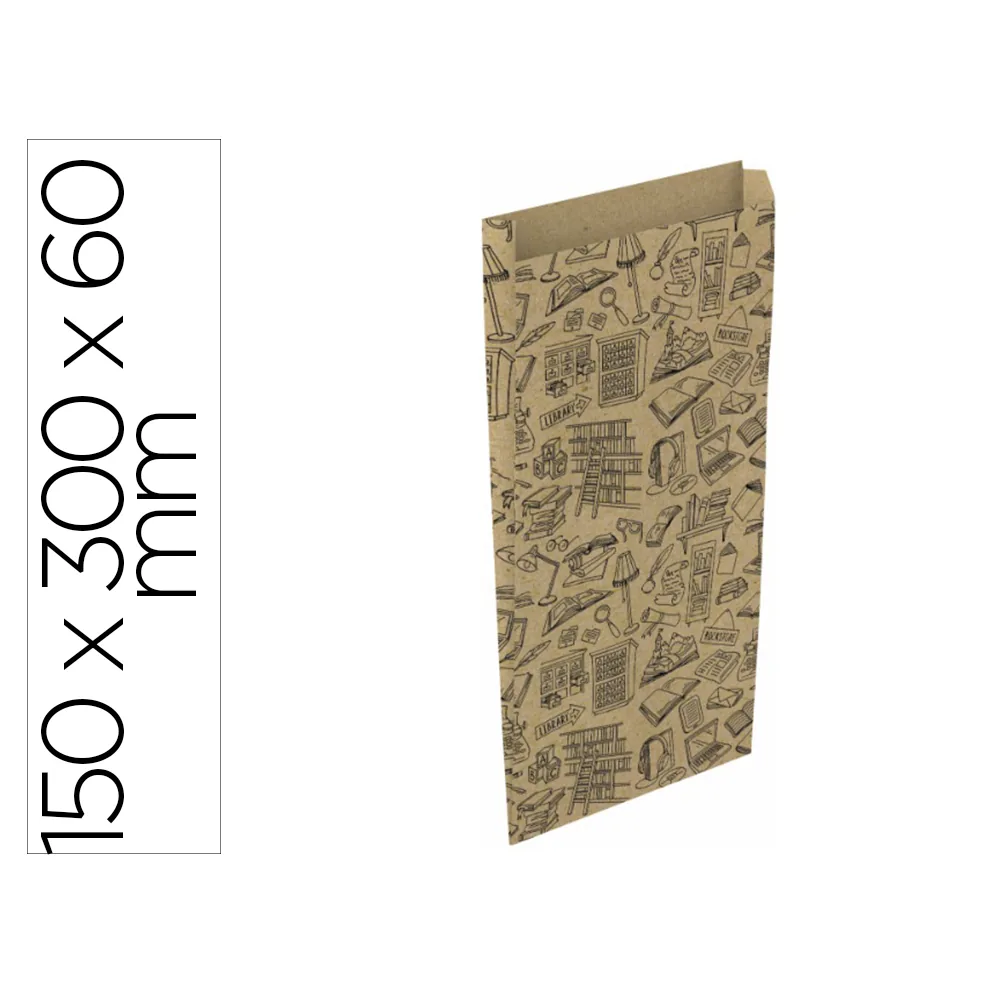 Sobre Papel Basika Kraft Reciclado con Fuelle Estampado Libreria Tamaño S 150X300 MM Paquete de 25 Unidades