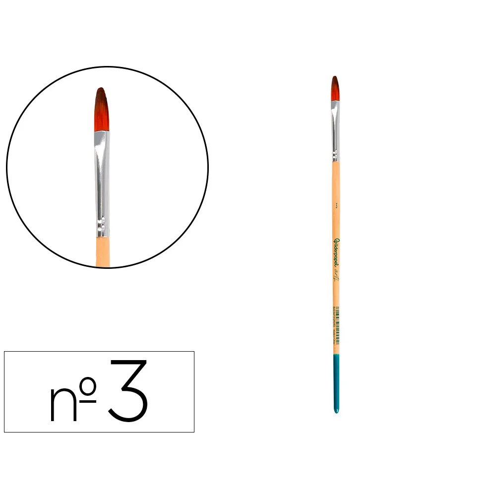 Pincel para Pintura Acrilica y Acuarela Liderpapel N 3 Punta Filbert / Lengua Gato de Pelo Sintetico Certificado