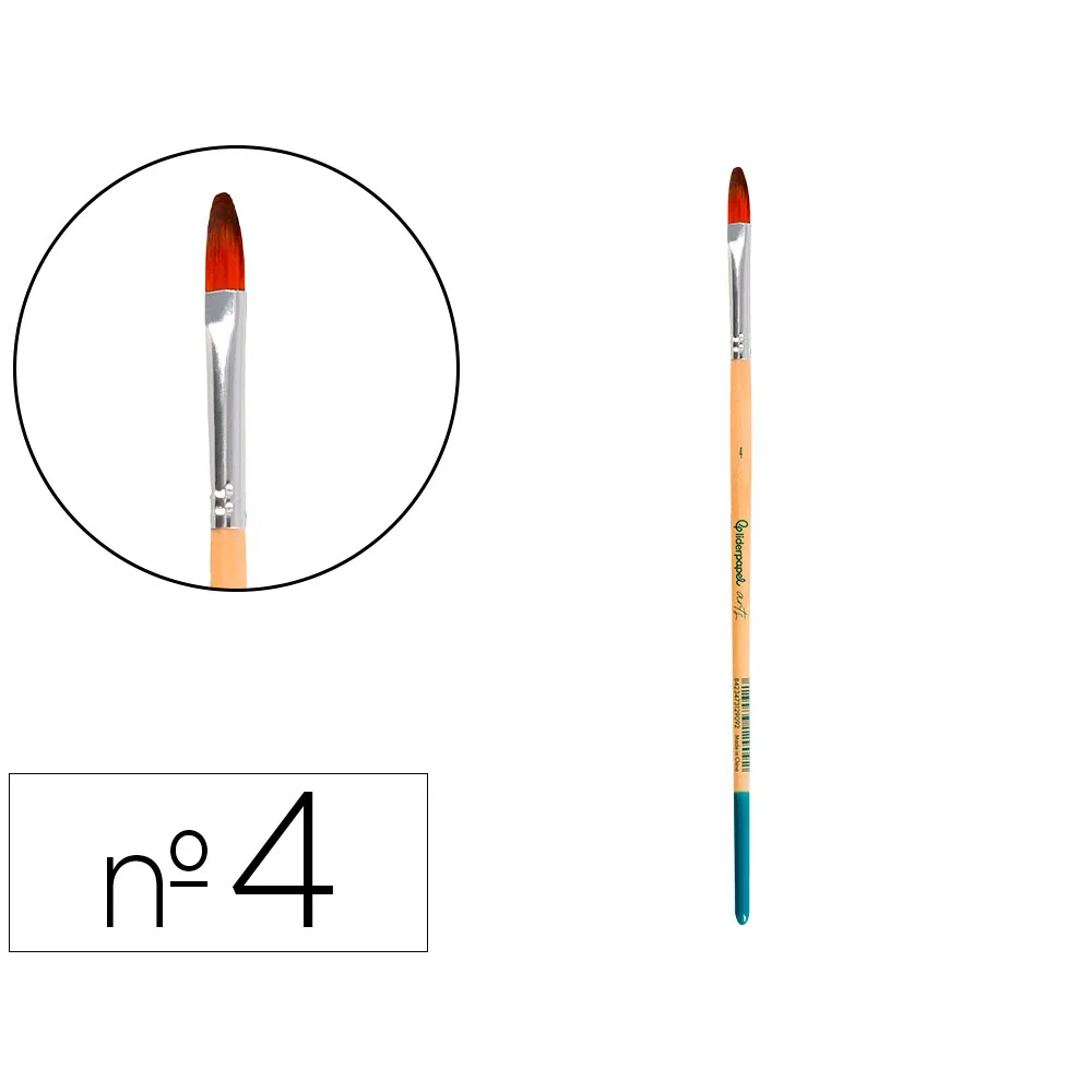 Pincel para Pintura Acrilica y Acuarela Liderpapel N 4 Punta Filbert / Lengua Gato de Pelo Sintetico Certificado