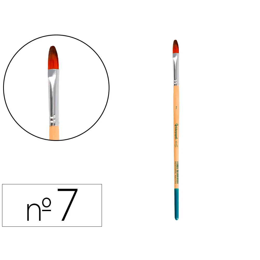 Pincel para Pintura Acrilica y Acuarela Liderpapel N 7 Punta Filbert / Lengua Gato de Pelo Sintetico Certificado