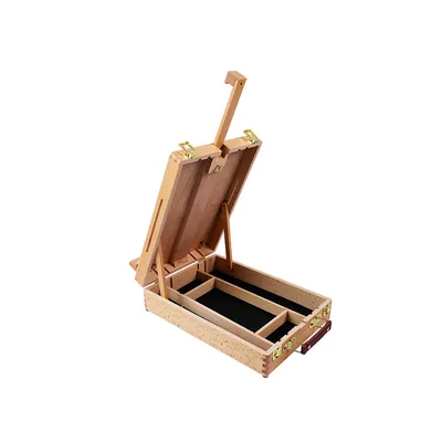 LIDERPAPEL Caballete Pintor de Sobremesa Liderpapel Madera de Haya Barnizado con Maletin 39X26X13CM Certificado Fsc