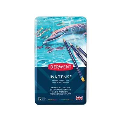 DERWENT Lapices de Colores Derwent Inktense Acuarelable Caja Metalica de 12 Unidades Colores Surtidos