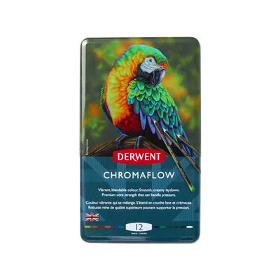 DERWENT Lapices de Colores Derwent Chromaflow Caja Metalica de 12 Unidades Colores Surtidos
