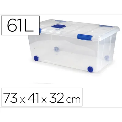 PLASTICFORTE Contenedor Plastico Plasticforte N 7 Transparente con Tapa 61L 73X41X32 CM