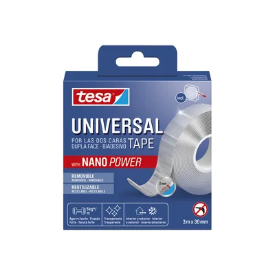 TESA Cinta Adhesiva Tesa Doble Cara Nano Universal Transparente 3 M X 30 MM