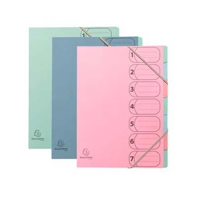 EXACOMPTA Carpeta Clasificadora Exacompta Autentik 7 Departamentos DIN A4+ Carton Reciclado Colores Surtidos