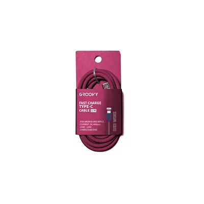 GROOVY Cable Groovy Tipo C a Tipo C Carga Rapida Longitud 1 M Color Rojo