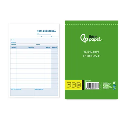 LIDERPAPEL Talonario Liderpapel Entregas Cuarto Original y Copia T226