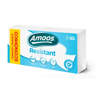 AMOOS Servilleta Amoos Resistant 1 Capa Color Blanco 30X30 CM Paquete de 200 Unidades