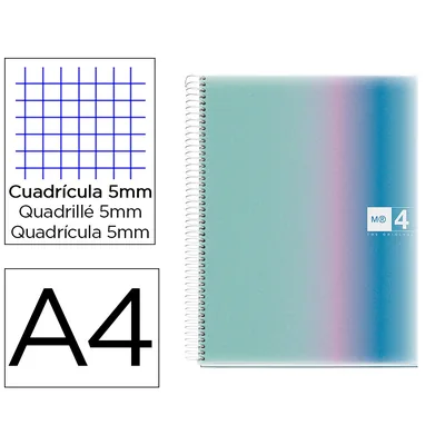 MIQUELRIUS Cuaderno Espiral Miquelrius DIN A4 80 Hojas 90 GR Cuadro 5 MM Tapa Forrada Aurora Santorini