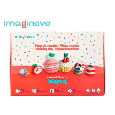 IMAGINOVO Pasta para Modelar Imaginovo de Secado al Aire Set de 12 Colores Shape It Dessert Dream Herramientas E Instrucciones