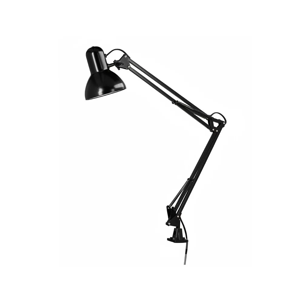 Lampara de Escritorio Q-Connect Antares Metalica Conpinza Interruptor Brazo Doble 3 Articulaciones Color Negro