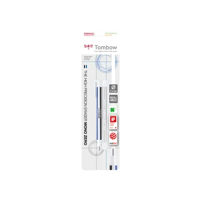 TOMBOW Portagomas Tombow Mono Zero con Clip Goma Redonda 2,3MM Diametro + 2 Recambios