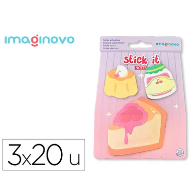 IMAGINOVO Bloc Notas Adhesivas Imaginovo Foodies Tarta 60 Hojas Tamaños Surtidos