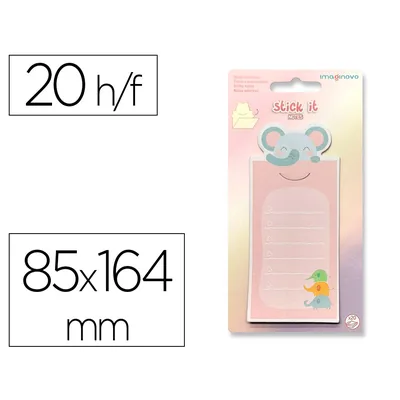 IMAGINOVO Bloc Notas Adhesivas Imaginovo Letter con Mensaje Trasero Elefante 20 Hojas 85X164 MM