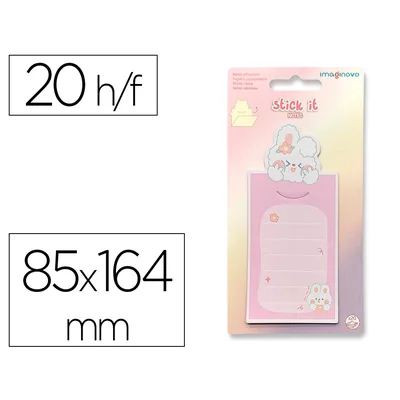 IMAGINOVO Bloc Notas Adhesivas Imaginovo Letter con Mensaje Trasero Conejito Rosa 20 Hojas 85X164 MM