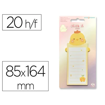 IMAGINOVO Bloc Notas Adhesivas Imaginovo Letter con Mensaje Trasero Pollito 20 Hojas 85X164 MM