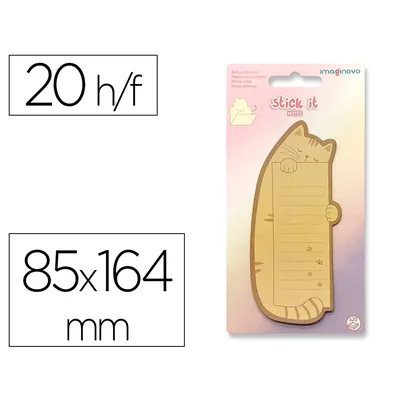 IMAGINOVO Bloc Notas Adhesivas Imaginovo Letter con Mensaje Trasero Gato 20 Hojas 85X164 MM