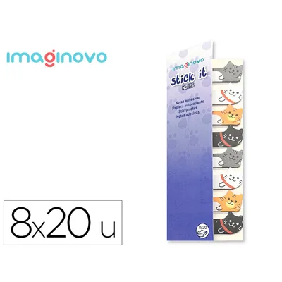 IMAGINOVO Bloc Notas Adhesivas Imaginovo Marcapaginas Gato 160 Hojas 8X15X48 MM