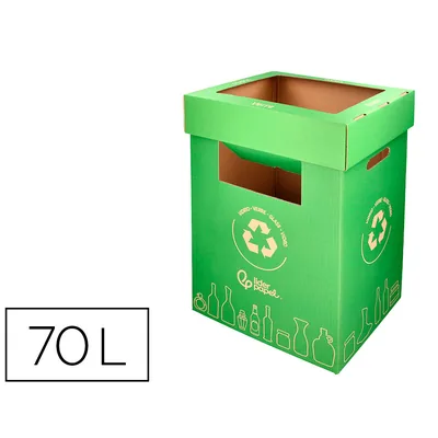 CONTE Contenedor Papelera Reciclaje Liderpapel Carton Reciclado para Vidrio 450X350X650 MM 70 Litros Verde