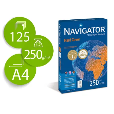 NAVIGATOR Papel Fotocopiadora Navigator Hard Cover DIN A4 250 GR Papel Multiuso Ink-jet y Laser Paquete de 125 Hojas