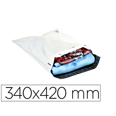 Q-CONNECT Sobre Q-Connect de Plastico Bolsa para Envios 100% Recicladas con Autocierre Color Blanco 340X420 MM