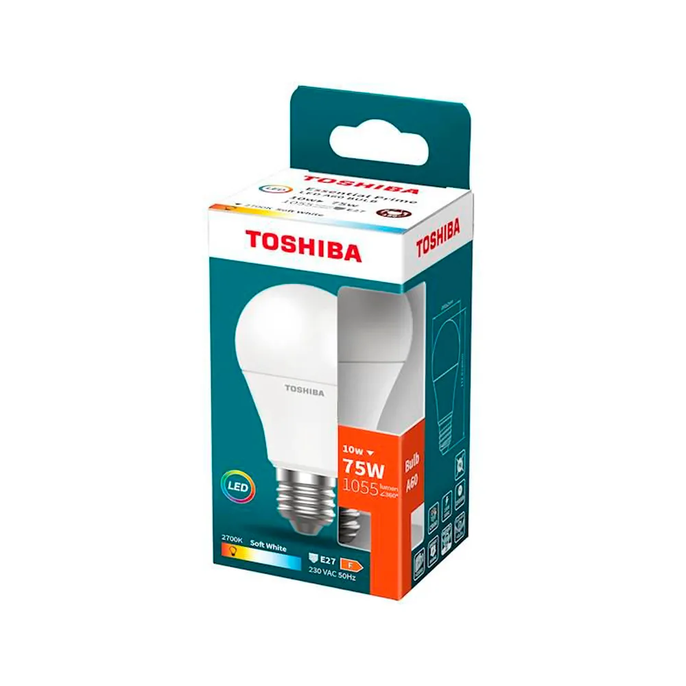 Bombilla Led Toshiba Essential A60 E27 10W Luz Calida 2700K