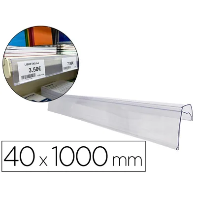 Q-CONNECT Soporte Portaprecios Q-Connect para Estanteria Etiqueta 40X1000 MM Transparente